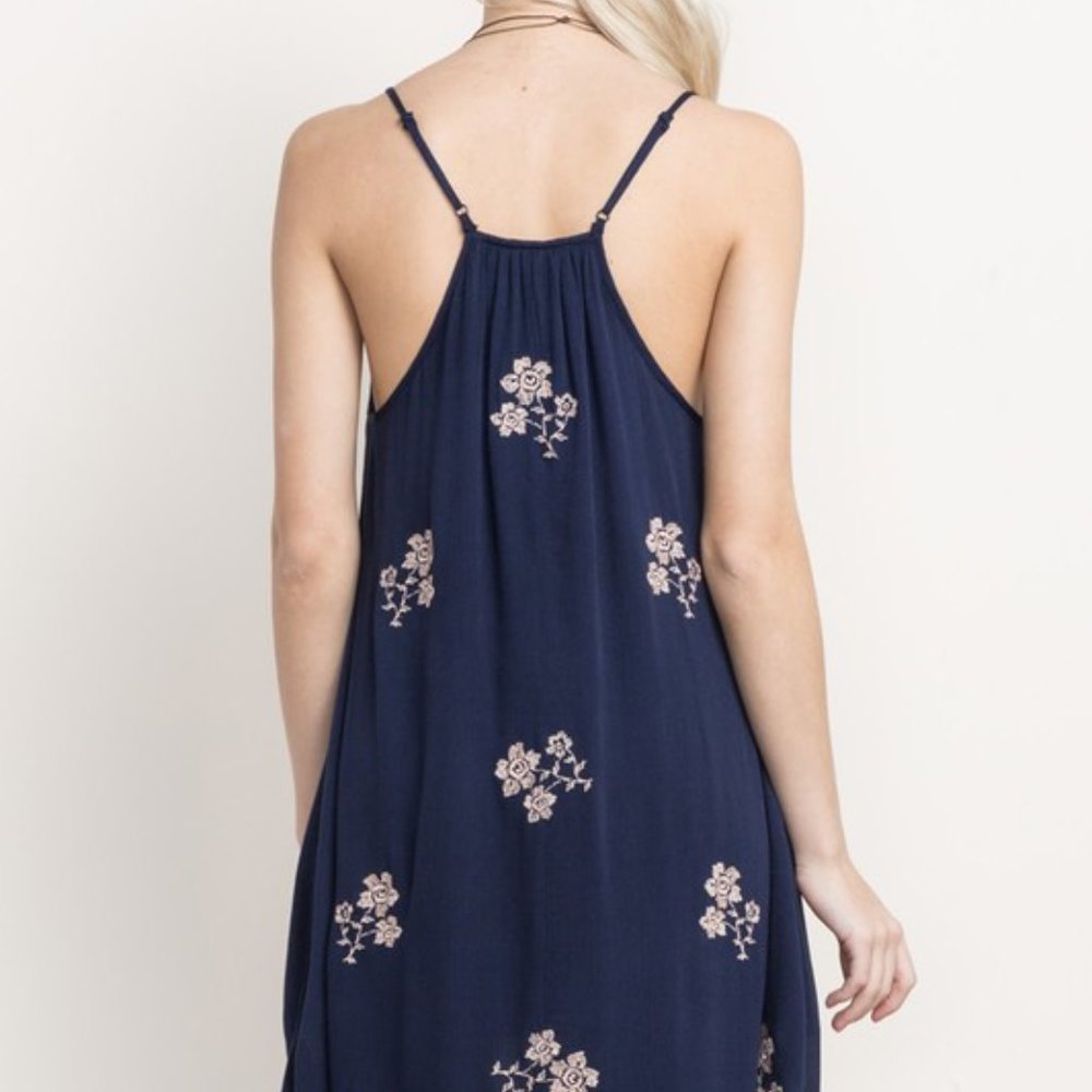 Navy Embroidered Dress - Picture 3 of 4